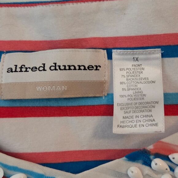 Alfred Dunner Woman Stretch Beaded Neck Blouse - Picture 3 of 5